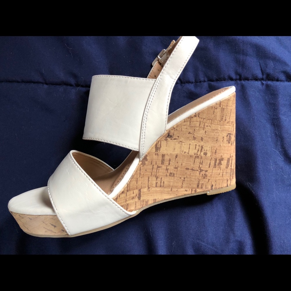 White wedge sandals